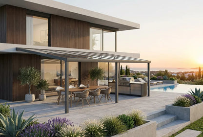 Terrassenüberdachung Aluminium 600x300cm VSG anthrazit – steda