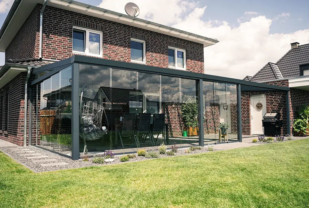 markise 6x4m anthrazit Terrassenüberdachung Alu 6x4m