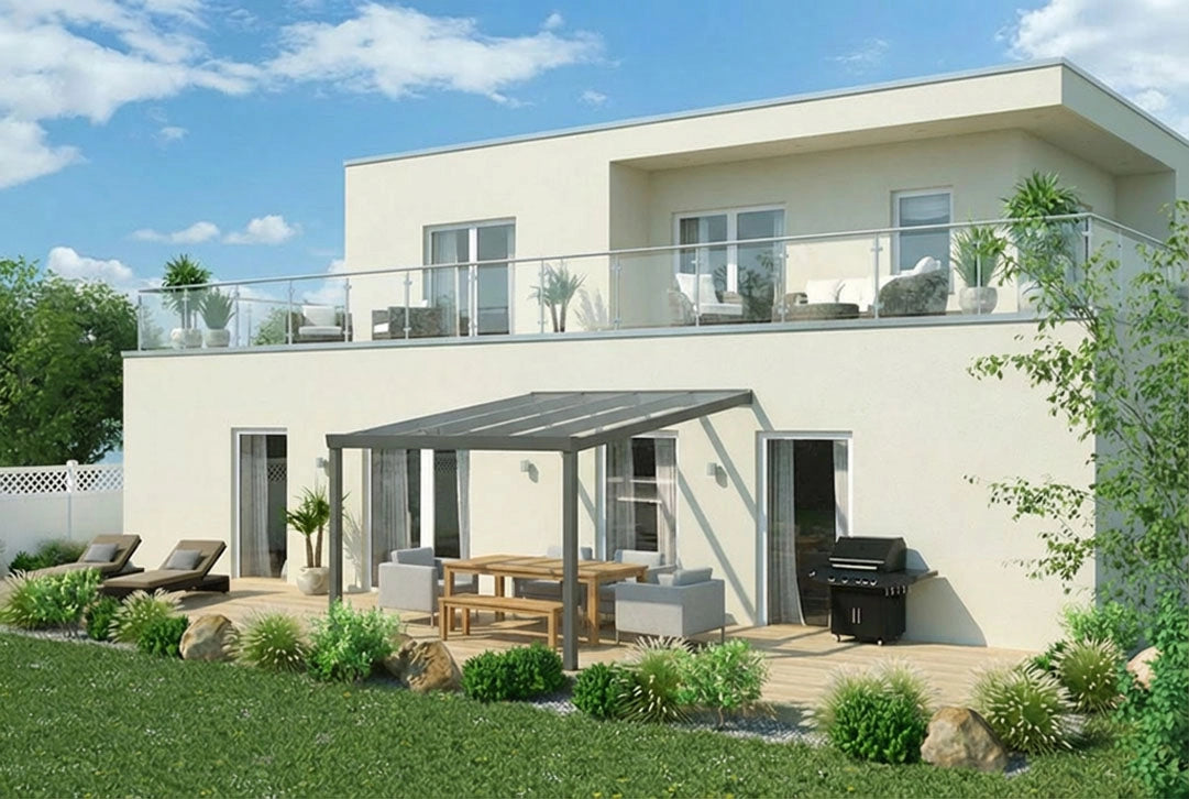 Terrassenüberdachung 4x3,5m Aluminium Wandanbau – steda