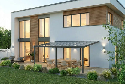 Terrassenüberdachung Aluminium 500x300cm VSG weiß – steda