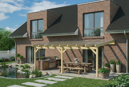 Terrassenüberdachung Holz 600x350cm VSG Natur