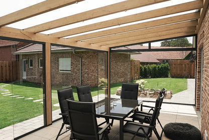 Terrassenüberdachung aus Leimholz, Wandanbau