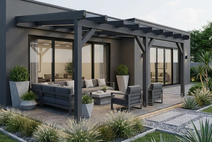 Terrassenüberdachung Holz 800x300cm Doppelsteg anthrazit
