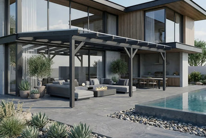 Terrassenüberdachung Holz 700x250cm Doppelsteg anthrazit