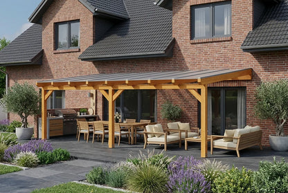 Terrassenüberdachung Holz 600x300cm Doppelsteg eiche-hell