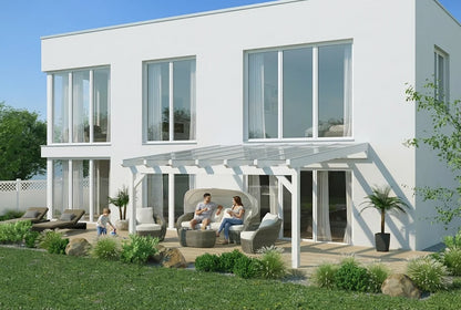 Terrassenüberdachung Holz 400x400cm Doppelsteg weiß – steda