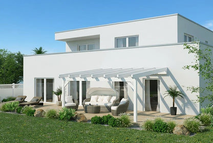 Terrassenüberdachung Holz 400x300cm Doppelsteg weiß – steda