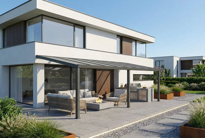 Terrassenüberdachung Aluminium 800x350cm Doppelsteg anthrazit