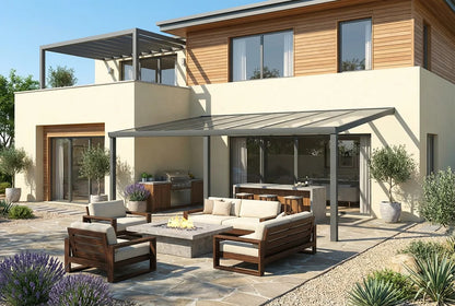 Terrassenüberdachung Aluminium 600x400cm VSG schwarz
