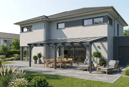 Terrassenüberdachung Holz 600x450cm Doppelsteg anthrazit
