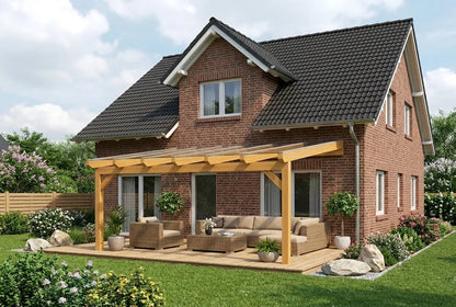 Terrassenüberdachung Holz 400x300cm VSG eiche-hell