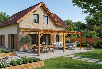 Terrassenüberdachung Holz 500x300cm VSG eiche-hell