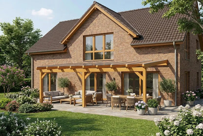 Terrassenüberdachung Holz 700x300cm VSG eiche-hell