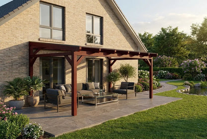 Terrassenüberdachung Holz 400x300cm Doppelsteg teak