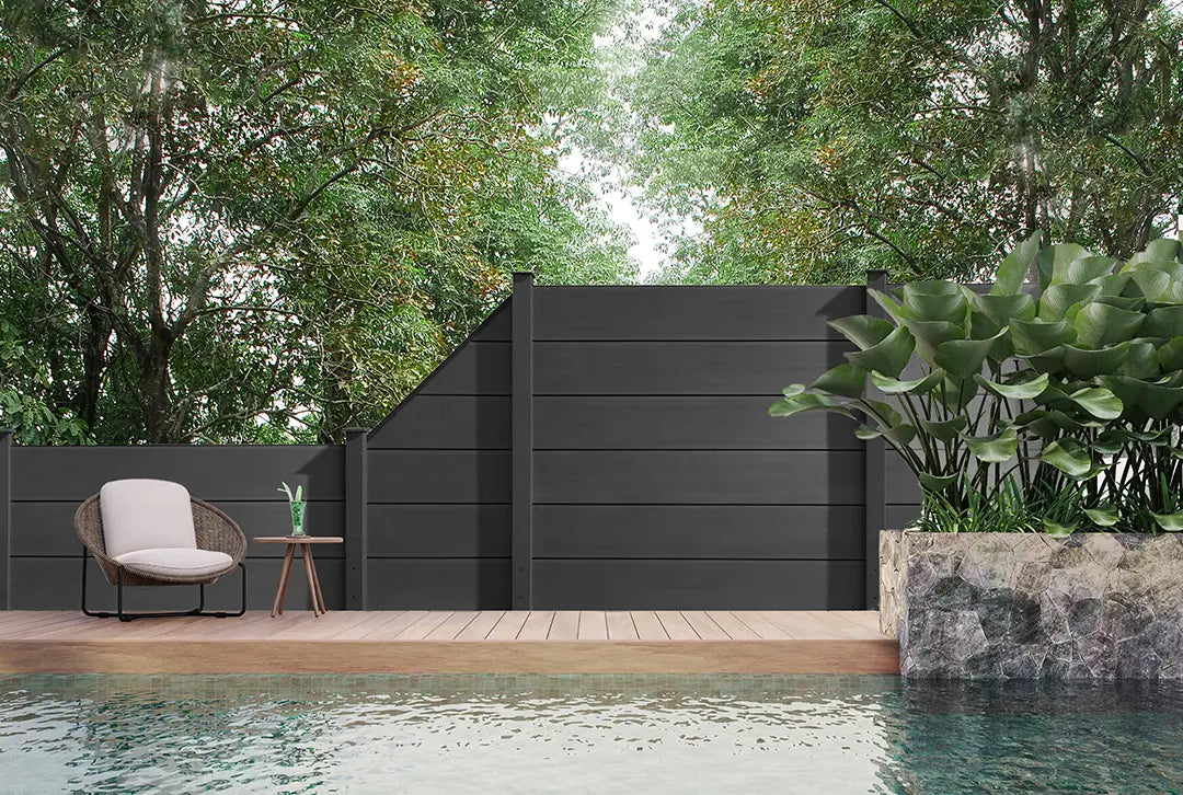 WPC Zaun XL, breite Lamelle, Anthrazit