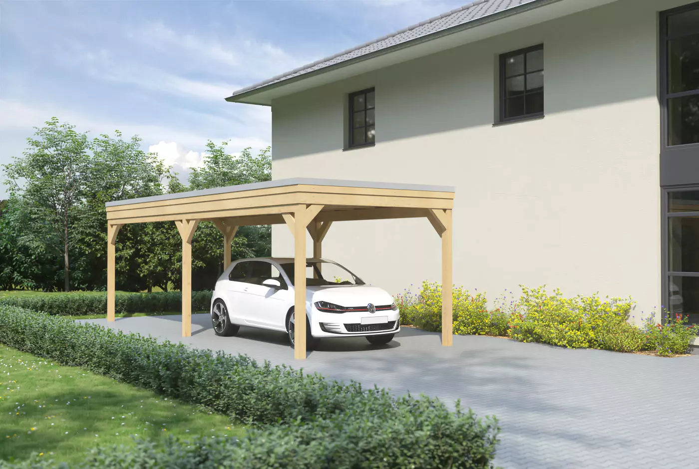 Flachdachcarport aus Leimholz 3x6m