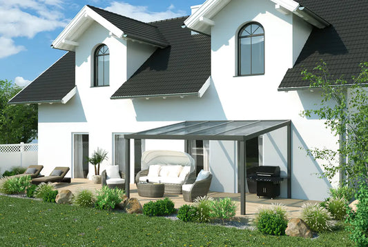 Terrassenüberdachung Aluminium 400x250cm Doppelsteg weiß – Ansicht 1