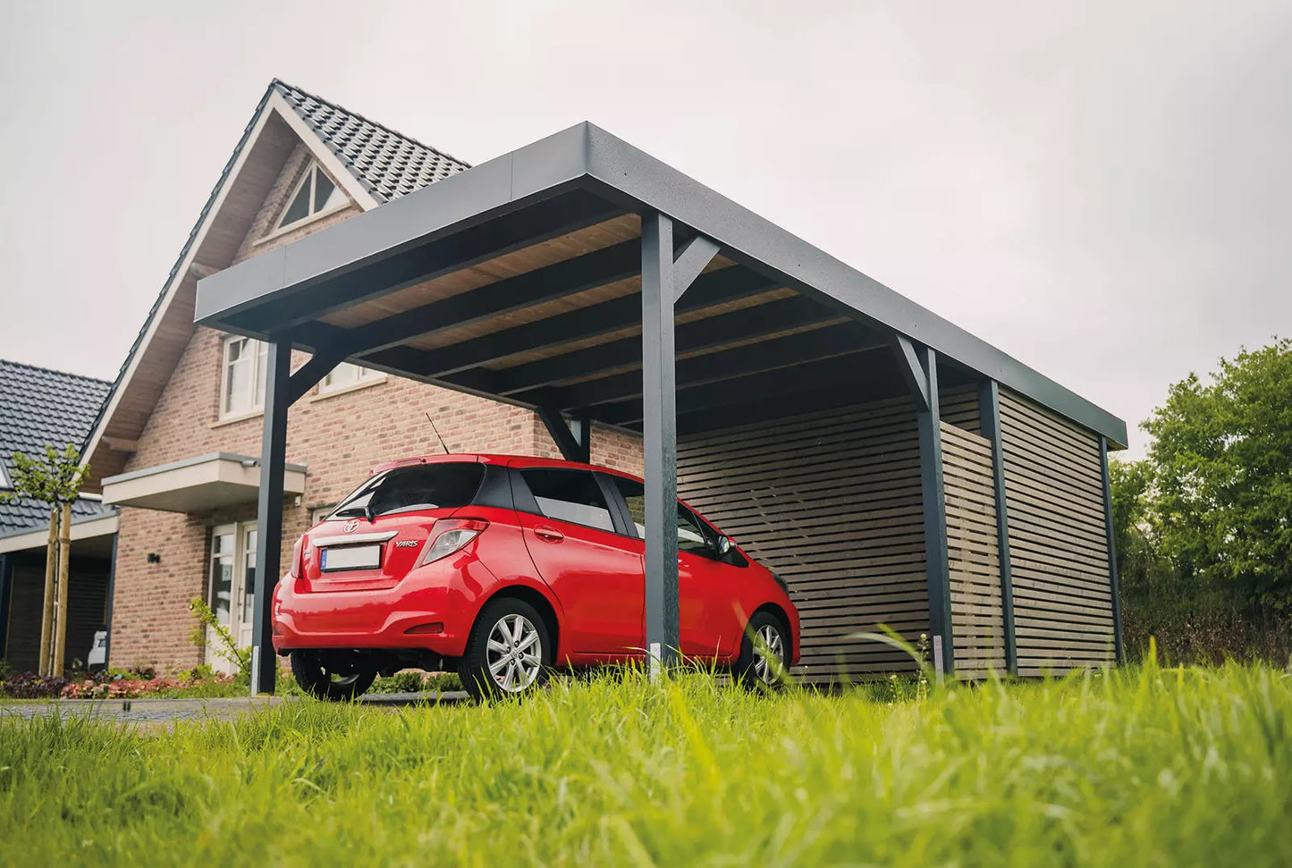 Flachdachcarport aus Leimholz 3x6m